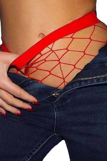 Merry See Seksi Fileli Çorap Kırmızı - Kırmızı