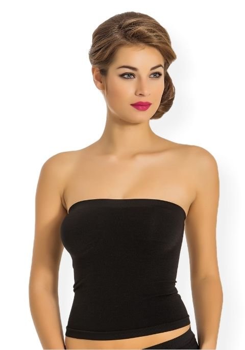 Dikişsiz Silikonlu Uzun Straplez Atlet Miss Fit 1403 - Siyah