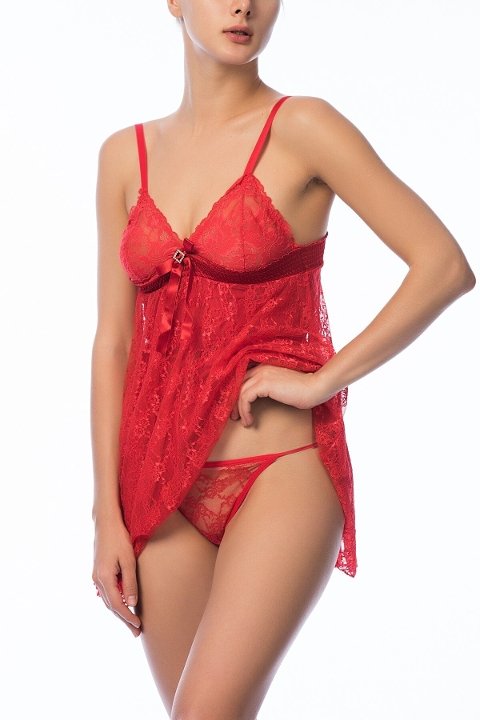 Saten Dantel Kısa Gecelik NBB 3963 - 2