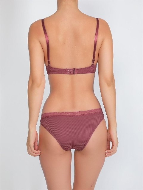 Dantel Detaylı Destekli Sütyen Takımı NBB 4616 - Gül Kurusu