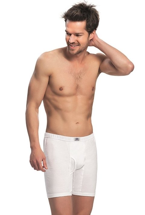 Modal Pamuklu Esnek Bel Lastiği Erkek Boxer NBB 721 - Beyaz