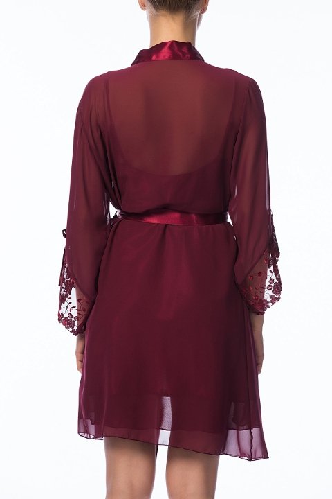 NBB Saten Dantel Biye Detaylı Gecelik Sabahlık Takım NBB 3820 - Görsel 3