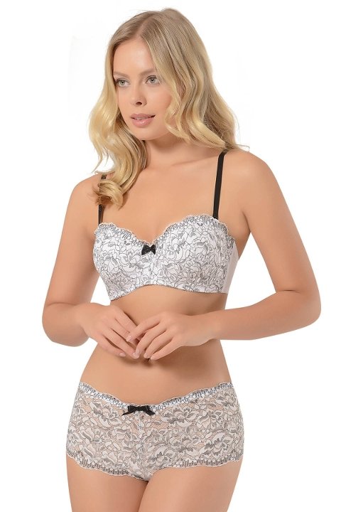 NBB Dantel Detaylı Straplez Sütyen Külot Takımı NBB 4621