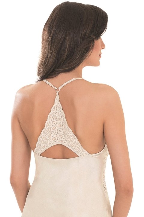 NBB Kısa Dantel Detaylı Ekru Saten Gecelik NBB 3269 - Görsel 2