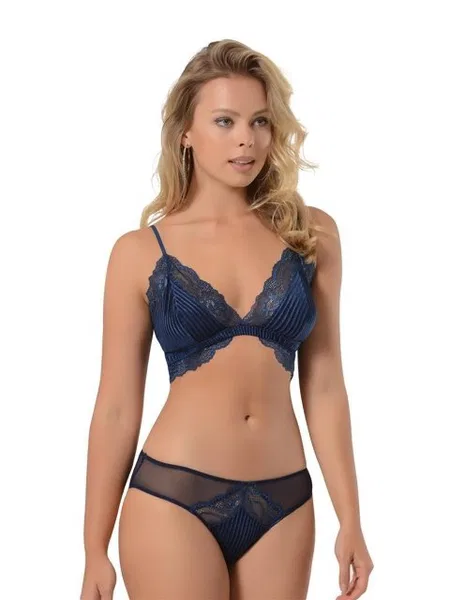 Lacivert Bralet Sütyen ve Külot Takımı NBB 4641 - Lacivert
