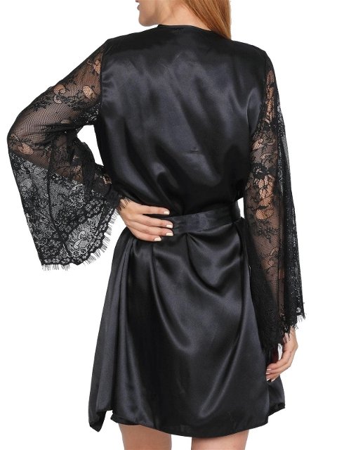 Saten Dantel Detaylı Gecelik Sabahlık Takım NBB 3304 - 2