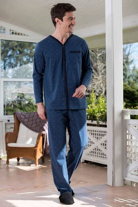 Yeni İnci Önden düğmeli Viskon Pijama Takımı Erkek Yeni İnci 728