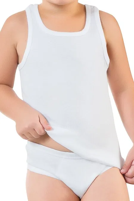 Pamuklu Dayanıklı Erkek Çocuk Atlet Ve Slip Takımı Öztaş 3098 - Beyaz