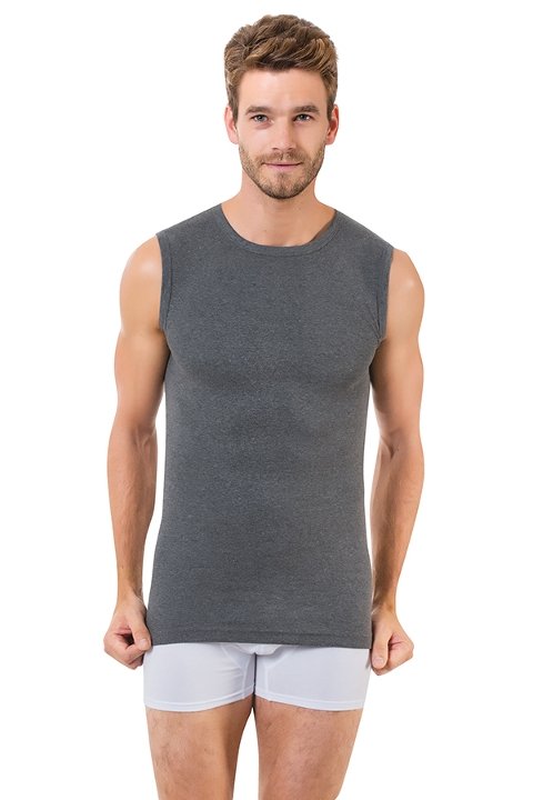 Ribana Kolsuz Sıfır Yaka Erkek Atlet Öztaş 1055 - Antrasit