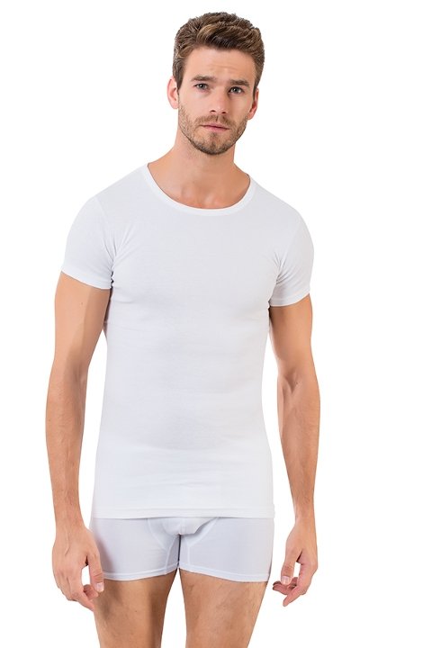 Pamuklu Ribana Sıfır Yaka Atlet Öztaş 1048 - Beyaz