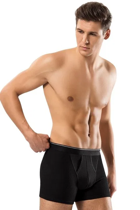 Pamuk Elastan Esnek Bel Klasik Boxer Erdem 1445 - Siyah