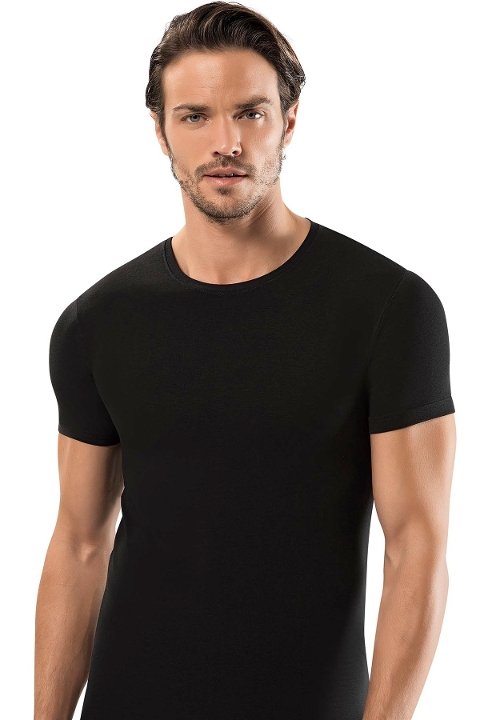 Pamuk Elastan Sıfır Vaka Erkek Atlet Siyah Gri Beyaz Erdem 1122 - Siyah