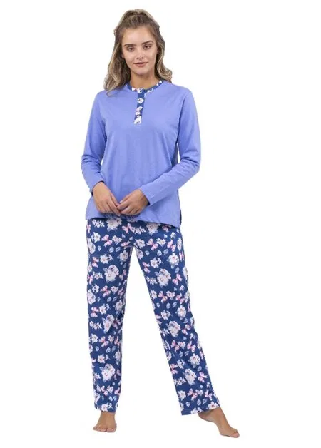 Çift Kaplan Pamuklu Patlı Pijama Takımı Çift Kaplan 7727 - Görsel 2