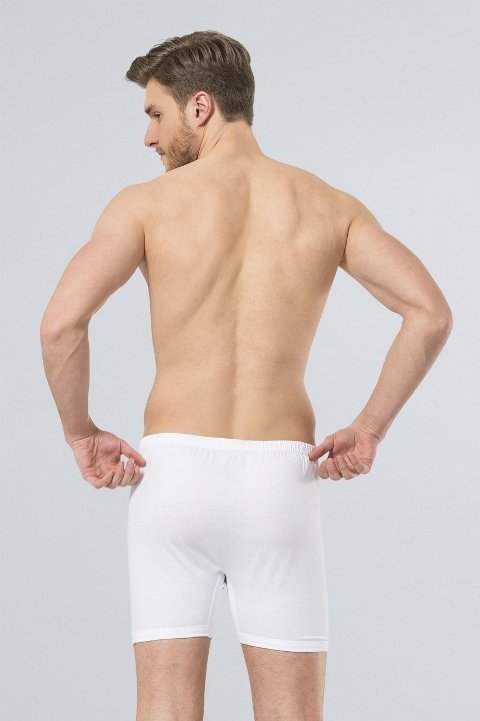 Pamuklu Düz Dikişli Erkek Boxer 2'li Paket Türen 114 - Beyaz