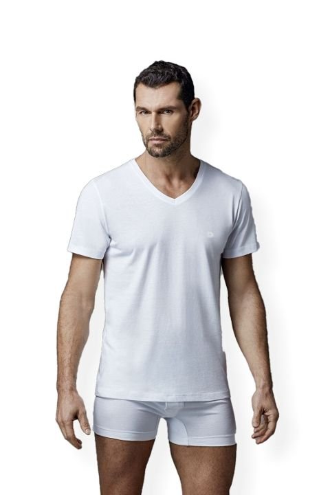 Pamuklu V Yaka Kısa Kol T-Shirt 2 Li Set Dagi 1040