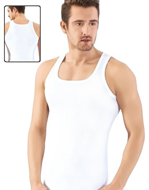 Pamuklu Ribana Erkek Atlet Siyah Lüx DRM 154