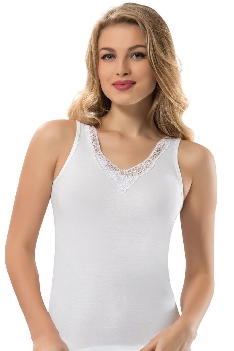 Pamuklu Ribana Güpürlü Atlet Kadın Erdem 2103 - Beyaz