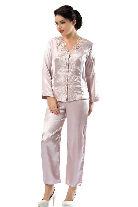 Saten Kumaşlı Şık Pijama Takımı Sistina 1587