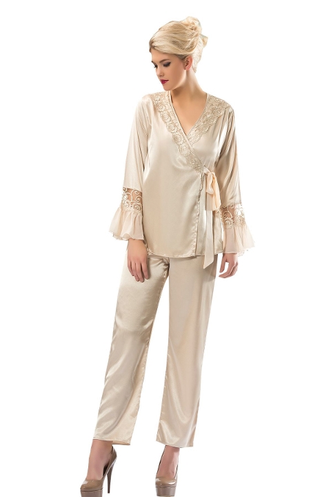 Gold Renkli Saten Pijama Takımı Sistina 1592 - Gold Rengi