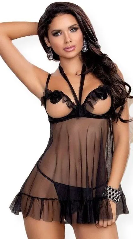 Kısa Saten Gecelik Mor Renk For Dreams 8060 - Görsel