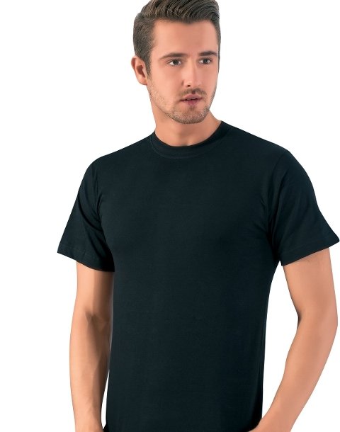 Pamuklu Ribana Sıfır Yaka Erkek Atlet Lüx DRM 179 - Siyah