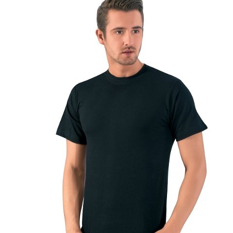 Pamuklu Ribana Sıfır Yaka Erkek Atlet Lüx DRM 179 - Siyah