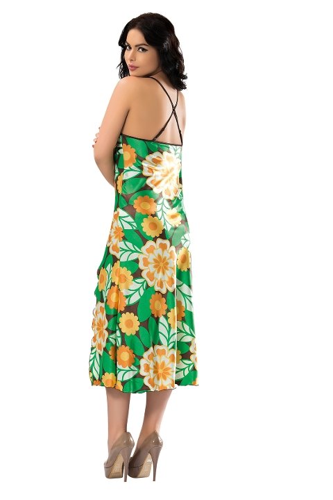 Saten Yırtmaçlı Gecelik Kırmızı Sistina 082 - Görsel