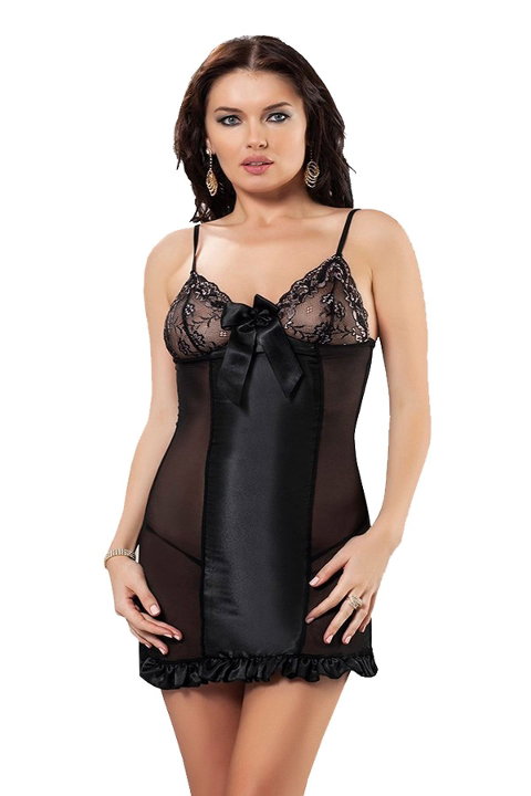 Şifon Polyamit Kısa Gecelik Takımı Sistina 614