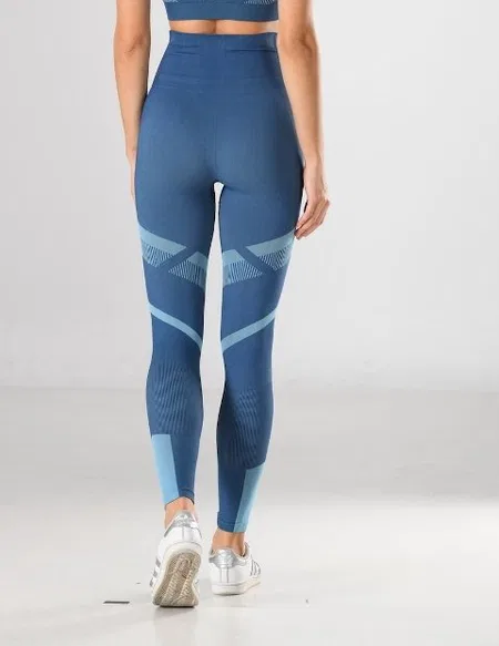 Dikişsiz Soft Spor Kadın Tayt Mavi Miss Fit 34549 - Mavi