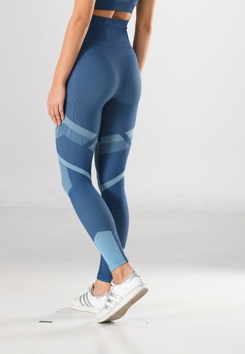 Dikişsiz Soft Spor Kadın Tayt Mavi Miss Fit 34549 - Mavi