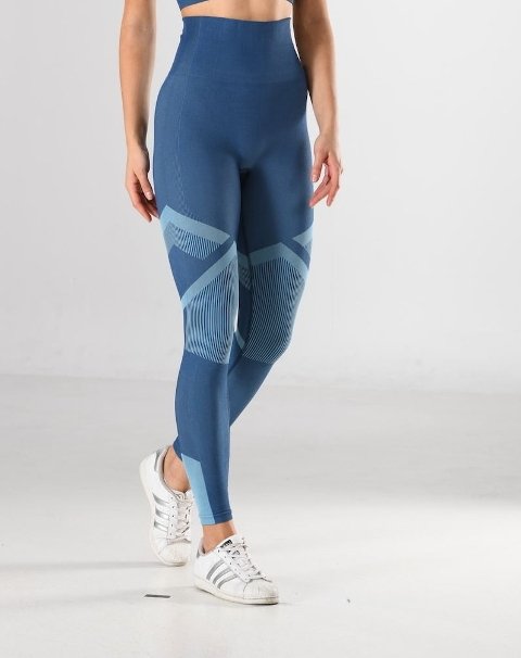 Dikişsiz Soft Spor Kadın Tayt Mavi Miss Fit 34549 - Mavi