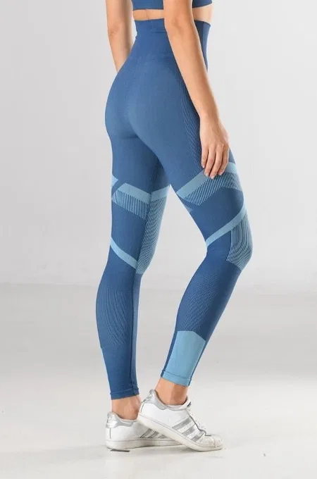 Dikişsiz Soft Spor Kadın Tayt Mavi Miss Fit 34549 - Mavi