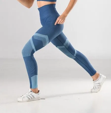 Dikişsiz Soft Spor Kadın Tayt Mavi Miss Fit 34549 - Mavi