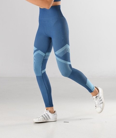 Dikişsiz Soft Spor Kadın Tayt Mavi Miss Fit 34549 - Mavi