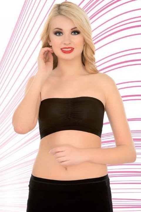 Geniş Silikon Bantlı Straplez Büstiyer İMER 2248 - Siyah