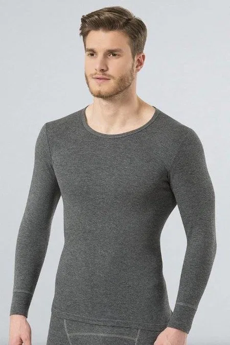 Termal Fırçalı İç Yüzey Uzun Kollu T-Shirt Türen 192 - Gri