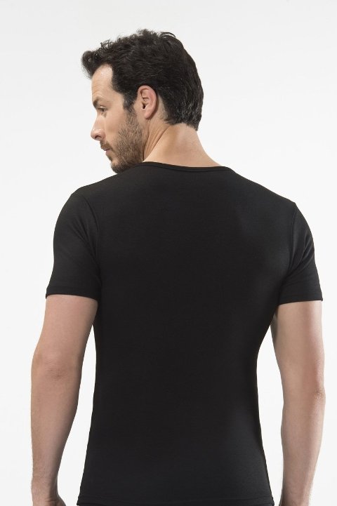 Termal Kısa Kol Bisiklet Yaka Siyah İçlik Cacharel 1601 - Siyah