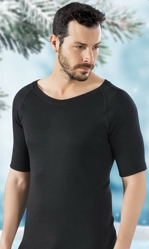 Lüx DRM Pamuklu Fırçalı İç Yüzey Termal Kısa Kol Erkek Fanila Lüx 914