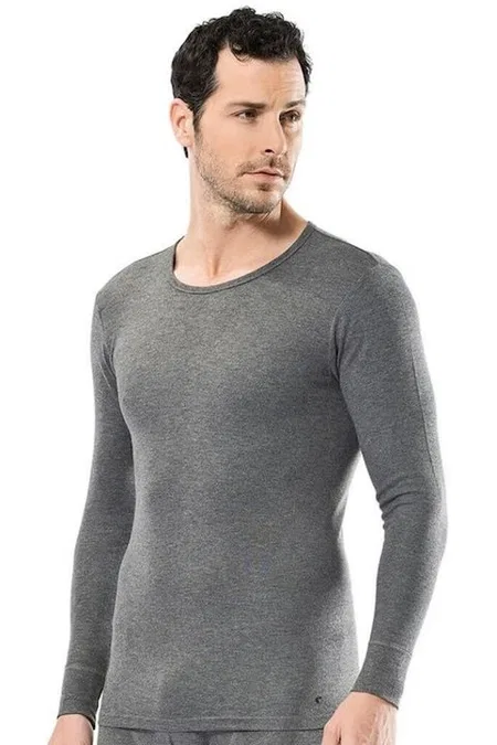 Termal Fırçalı İç Yüzey Uzun Kol T-Shirt Cacharel 1603 - Gri