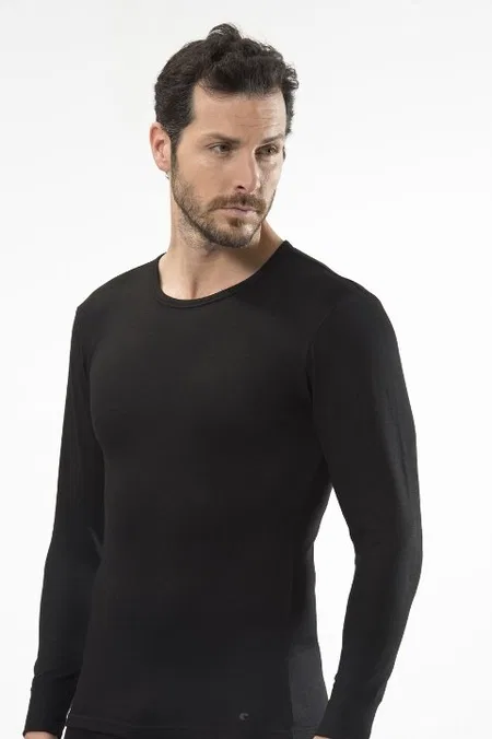 Fırçalı İç Yüzey Termal Uzun Kol T-Shirt Cacharel 1603 - Siyah