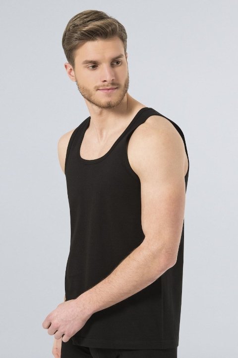 Bantlı Siyah Atlet 2'li Paket Türen 110 - Siyah