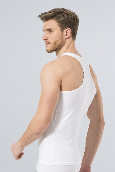 Pamuklu Likralı Beyaz Erkek Atlet Türen 171 - Beyaz