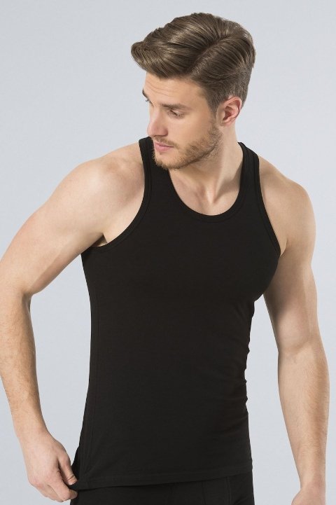 Likralı Yumuşak Pamuklu Erkek Atlet Türen 171 - Siyah