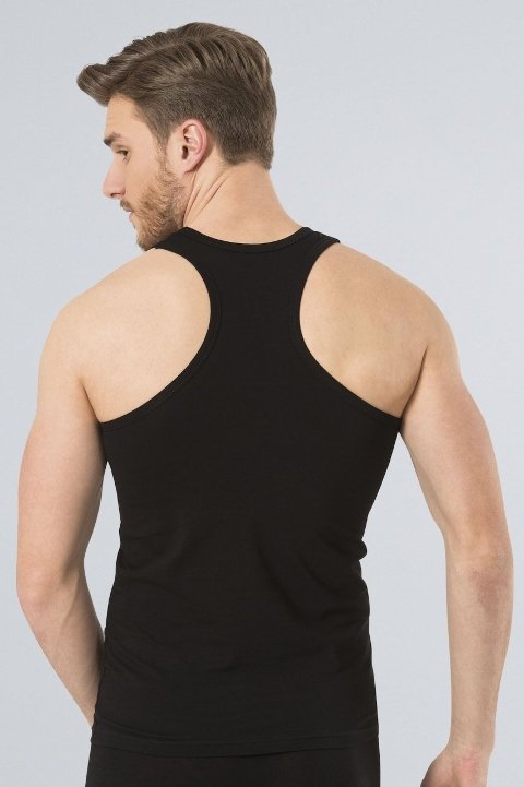 Likralı Yumuşak Pamuklu Erkek Atlet Türen 171 - Siyah