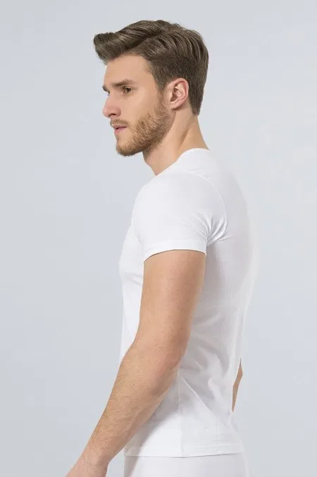Ribana Kesim Likralı T-Shirt Türen 172 - Beyaz