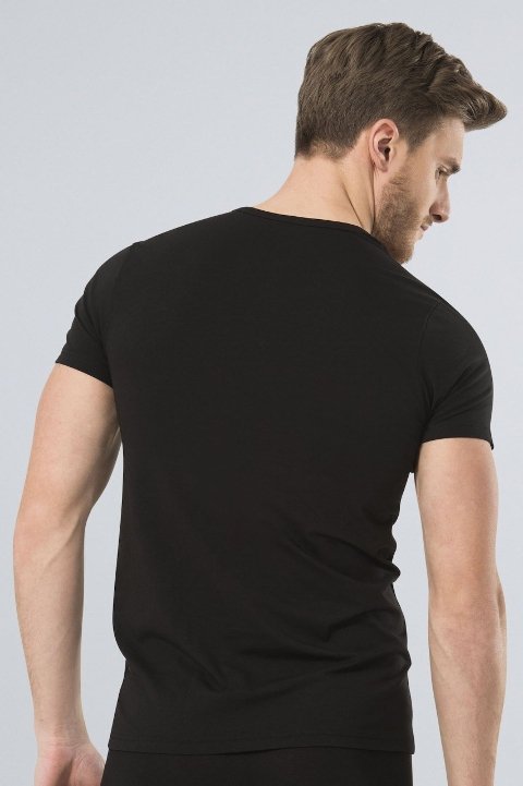 Likralı Siyah V Yaka Erkek Atlet Türen 172 - Siyah