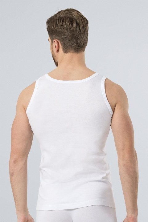 Pamuklu Ribana Kesim Erkek Atlet Türen 109 - Beyaz