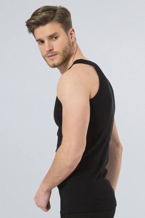 Ribana Kesim Pamuklu Erkek Atlet Türen 109 - Siyah