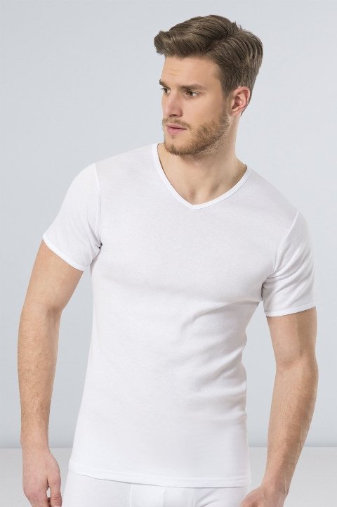 Ribana V Yaka Erkek Fanila 2'li Paket Türen 156 - Beyaz