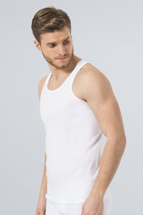 Pamuklu Ribana Erkek Atlet Türen 131 - Beyaz